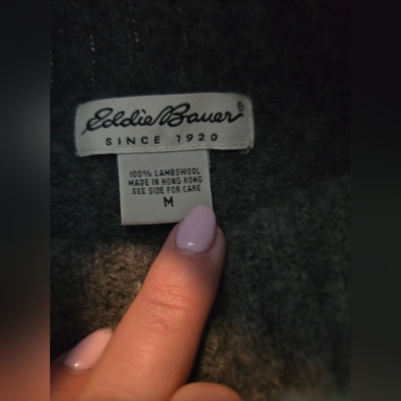 Eddie Bauer Sweater Mens M Gray Nordic Fair Isle Lambswool Rolled Turtleneck - Picture 6 of 6